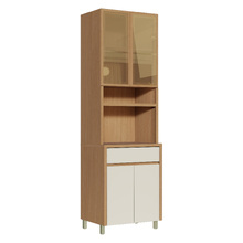 Paneleiro 4 Portas 1 Gaveta 228x70x52cm Madeira Carvalho Greige Condessa Nesher