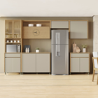 Paneleiro 4 Portas 1 Gaveta 228x70x52cm Madeira Carvalho Greige Condessa Nesher