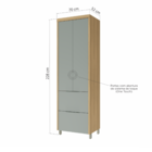 Paneleiro 2 Portas 2 Gavetas 228x70x52cm Madeira Verde Marquesa Nesher