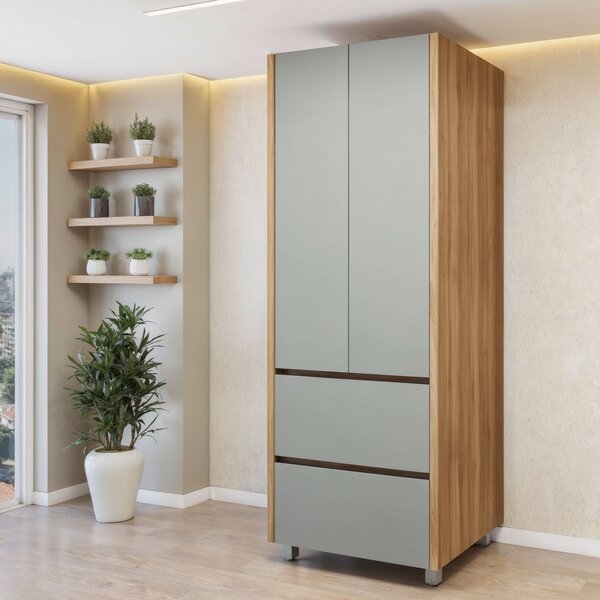 Paneleiro 2 Portas 2 Gavetas 70cm  100% Mdf Rainha Nature/ver