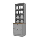 Paneleiro 2 Portas 2 Gavetas Emily Espresso Móveis Cinza/natu