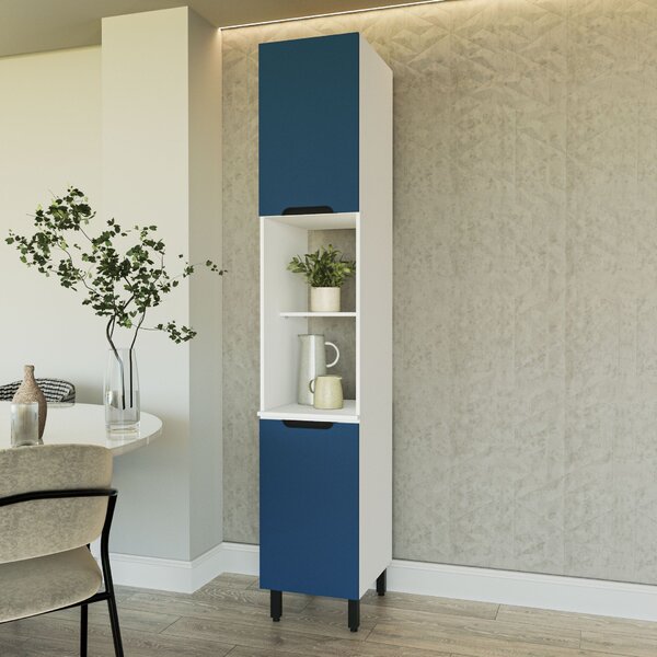 Paneleiro 2 Portas 2 Nichos 224,5cm X 52cm X 40cm Branco/azul