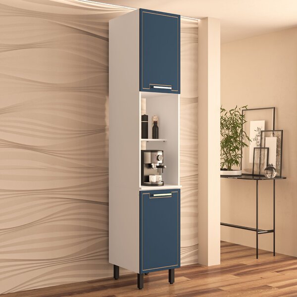 Paneleiro 2 Portas 2 Nichos 224,5cm X 40cm X 50cm Branco/azul