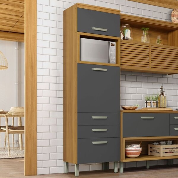 Paneleiro 2 Portas 3 Gavetas Princesa 100% Mdf Freijó/grafite