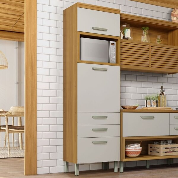 Paneleiro 2 Portas 3 Gavetas Princesa  100% Mdf Freijó/off Wh