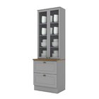 Paneleiro 2 Portas De Vidro 2 Gavetas Com Tampo Americana Cin