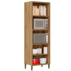 Paneleiro 3 Portas Com Nicho Para 2 Microondas Opala Carvalho