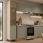 Paneleiro 2 Portas 40x230x53cm Madeira Domus Carvalho UV e Verde Luciane