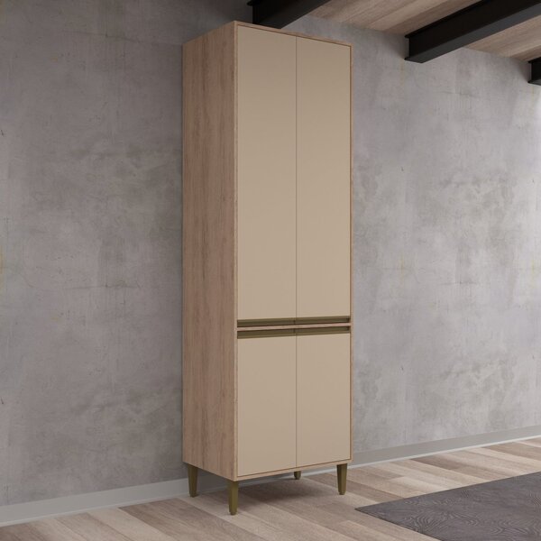 Paneleiro 4 Portas 100% Mdf New Atena Salmão/nude