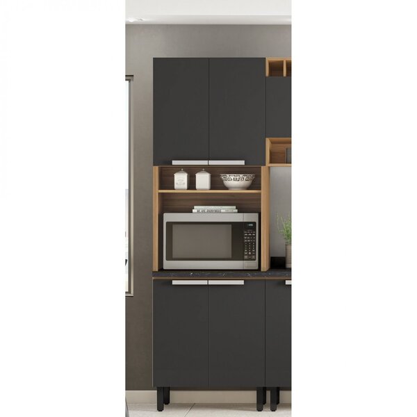 Paneleiro 4 Portas 2 Nichos Em Mdf Porto Itatiaia Freijó/graf