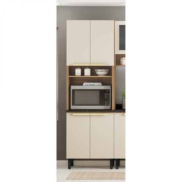 Paneleiro 4 Portas 2 Nichos Em Mdf Porto Itatiaia Freijó/off