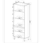 Paneleiro 4 Portas 3 Prateleiras Com Vidro Fumê/grafite - Qui