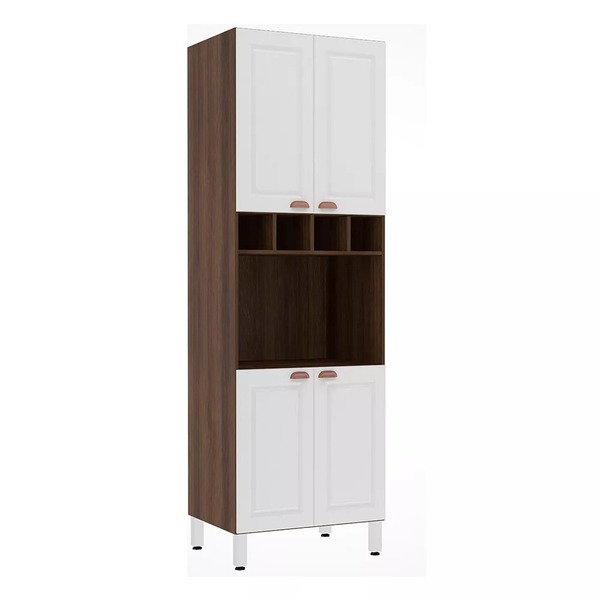 Paneleiro 4 Portas 70 Cm Com 1 Nicho Para Microondas Safira L