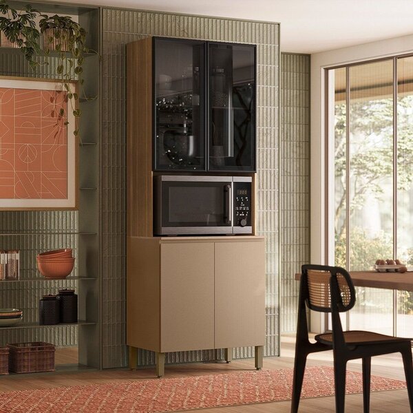 Paneleiro 4 Portas Com Puxador Embutido Art Freijó/vanilla/pr