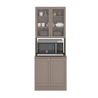 Paneleiro 4 Portas Com Vidro 1 Nicho Micro-ondas Unna  Fumê