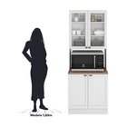 Paneleiro 4 Portas Com Vidro 1 Nicho Micro-ondas Unna Yescasa