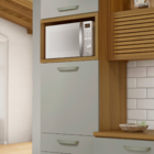 Paneleiro 2 Portas Basculante 3 Gavetas 64cmx2,21mx45cm MDF Freijó e Off White Safira Nesher