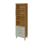 Paneleiro 2 Portas Basculante 3 Gavetas 64cmx2,21mx45cm MDF Freijó e Off White Safira Nesher