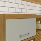 Paneleiro 2 Portas Basculante 3 Gavetas 64cmx2,21mx45cm MDF Freijó e Off White Safira Nesher