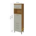 Paneleiro 2 Portas Basculante 3 Gavetas 64cmx2,21mx45cm MDF Freijó e Off White Safira Nesher