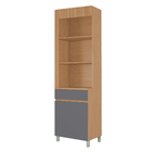 Paneleiro 1 Porta 1 Gaveta 65x221x45cm Madeira Carvalho e Titânio Realeza Nesher