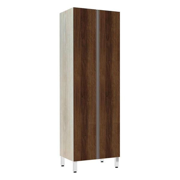 Paneleiro 70cm Duplo Luci Legno Crema Com Nogueira Dourado