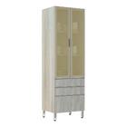 Paneleiro 70cm Vidro Bronze Lis Legno Crema Com Concreto