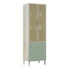 Paneleiro 70cm Vidro Bronze Lis Legno Crema Com Verde Jade