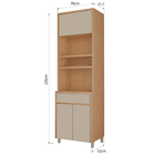 Paneleiro 3 Portas 1 Gaveta 70x228x52cm Madeira Carvalho e Greige Condessa Nesher