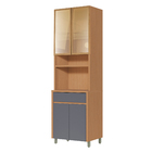 Paneleiro 4 Portas 1 Gaveta 70x228x52cm Madeira Carvalho e Titânio Condessa Nesher