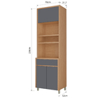 Paneleiro 3 Portas 1 Gaveta 70x228x52cm Madeira Carvalho e Titânio Condessa Nesher