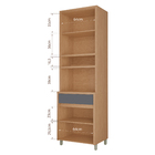 Paneleiro 3 Portas 1 Gaveta 70x228x52cm Madeira Carvalho e Titânio Condessa Nesher