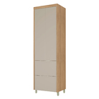 Paneleiro 2 Portas 2 Gavetas 70x228x52cm Madeira Nature e Greige Marquesa Nesher