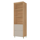 Paneleiro 2 Portas 2 Gavetas 70x228x52cm Madeira Nature e Greige Marquesa Nesher
