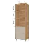 Paneleiro 2 Portas 2 Gavetas 70x228x52cm Madeira Nature e Greige Marquesa Nesher