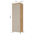 Paneleiro 2 Portas 2 Gavetas 70x228x52cm Madeira Nature e Greige Marquesa Nesher