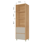 Paneleiro 2 Portas 2 Gavetas 70x228x52cm Madeira Nature e Greige Rainha Nesher