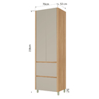 Paneleiro 2 Portas 2 Gavetas 70x228x52cm Madeira Nature e Greige Rainha Nesher