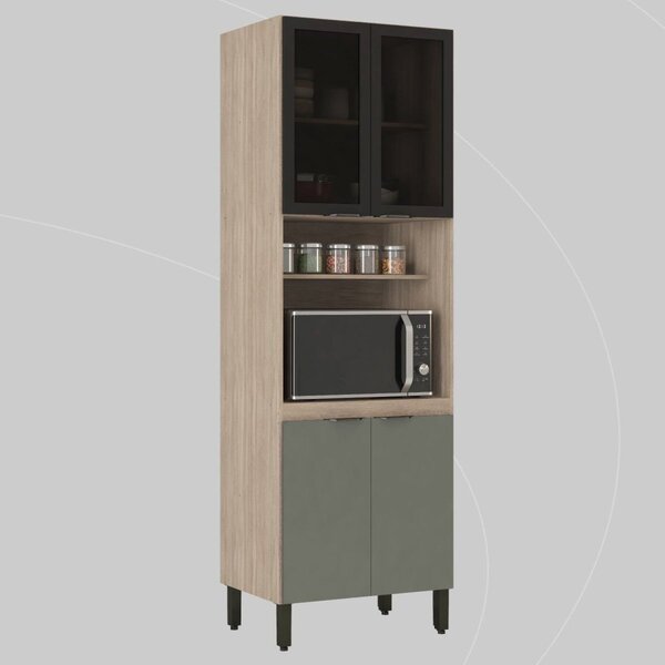 Paneleiro | 2 Portas Vidro Fumê Firenze Avena Touch/menta