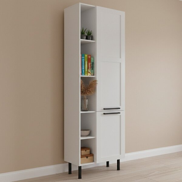 Paneleiro Alto 60cm Em Mdf Com 2 Portas Almofada E 5 Nichos G