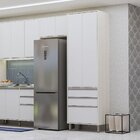 Paneleiro Alto Para Cozinha 2 Portas 3 Gavetas Atenas Cinza C