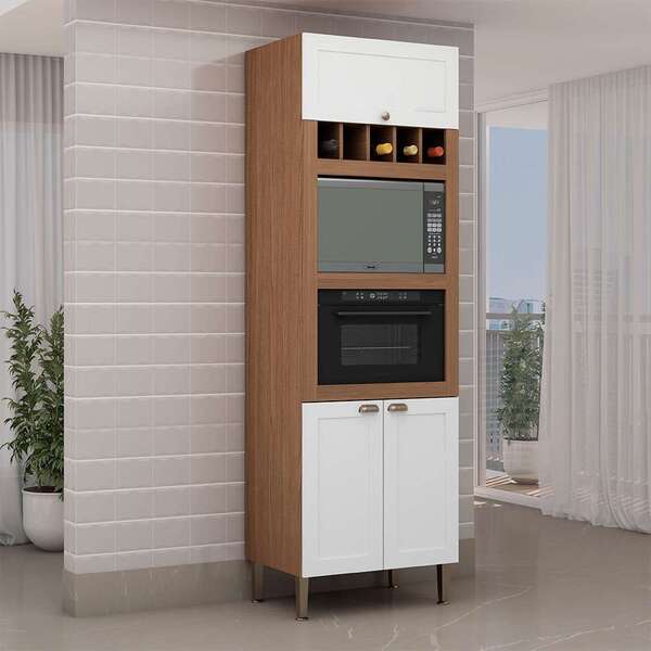 Paneleiro Conecta Com Adega 3 Pt Ébano E Branco