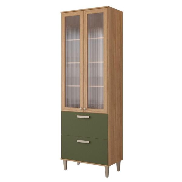 Paneleiro Cristaleira 100%mdf 70cm 3 Portas 2 Em Vidro E 1 Ga