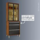 Paneleiro Cristaleira 3 Portas 2 Gavetas Jade Carvalho/grafite