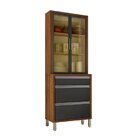 Paneleiro Cristaleira 3 Portas 2 Gavetas Jade Carvalho/grafite