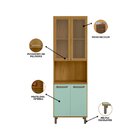 Paneleiro Cristaleira 4 Portas Criare Freijo/ Menta