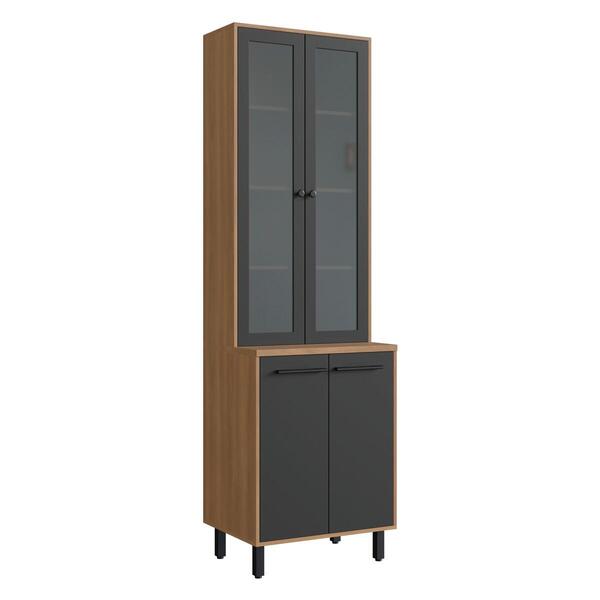 Paneleiro Cristaleira 65cm Com Vidros E 4 Portas Havana Multi