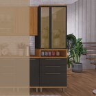 Paneleiro Cristaleira 70cm 2 Portas Com Vidros Reflecta 3 Gav