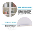 Paneleiro De Cozinha 70cm 2 Portas De Vidro E 3 Gavetas Art L