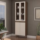 Paneleiro De Cozinha Com 4 Portas E Porta De Vidro  Ébano/off